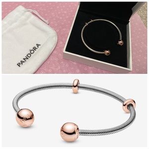 Pandora | Moments Snake Chain Style Open Bangle (Size 2, 6.9”) | NEW